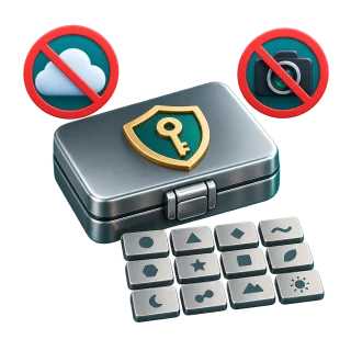 A 3D offline recovery phrase backup with cloud and camera storage prohibited
